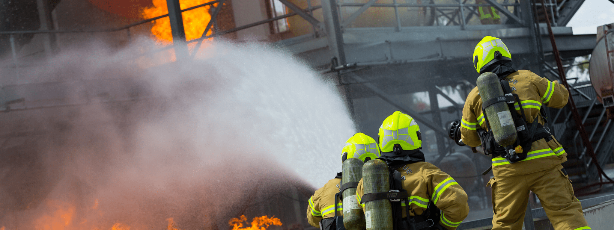 Firefighters attacking a fire 