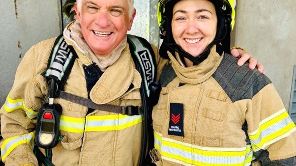Dr Michael Carr-Gregg and Leading Firefighter Megan Kelly